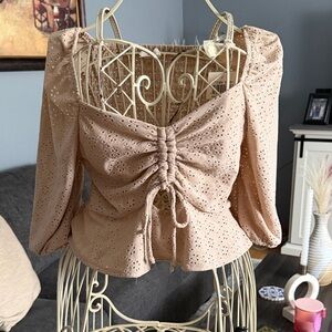URBAN Romantics Blush tan Ruched Blouse